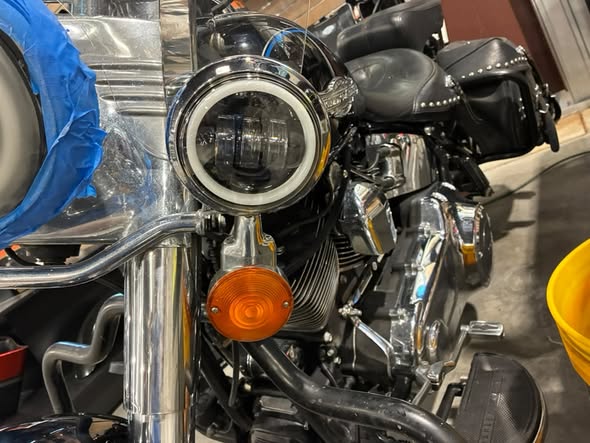 Before pictures of the headlight repair on this motorcycle.
