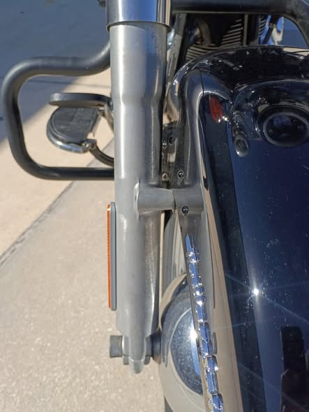 Before and After pictures of Motorcycle Fork Restoration on this Harley-Davidson Heritage Softail.
